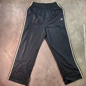 Adidas Mens XL Track Pants Black Three‎ Stripe Athletic Training